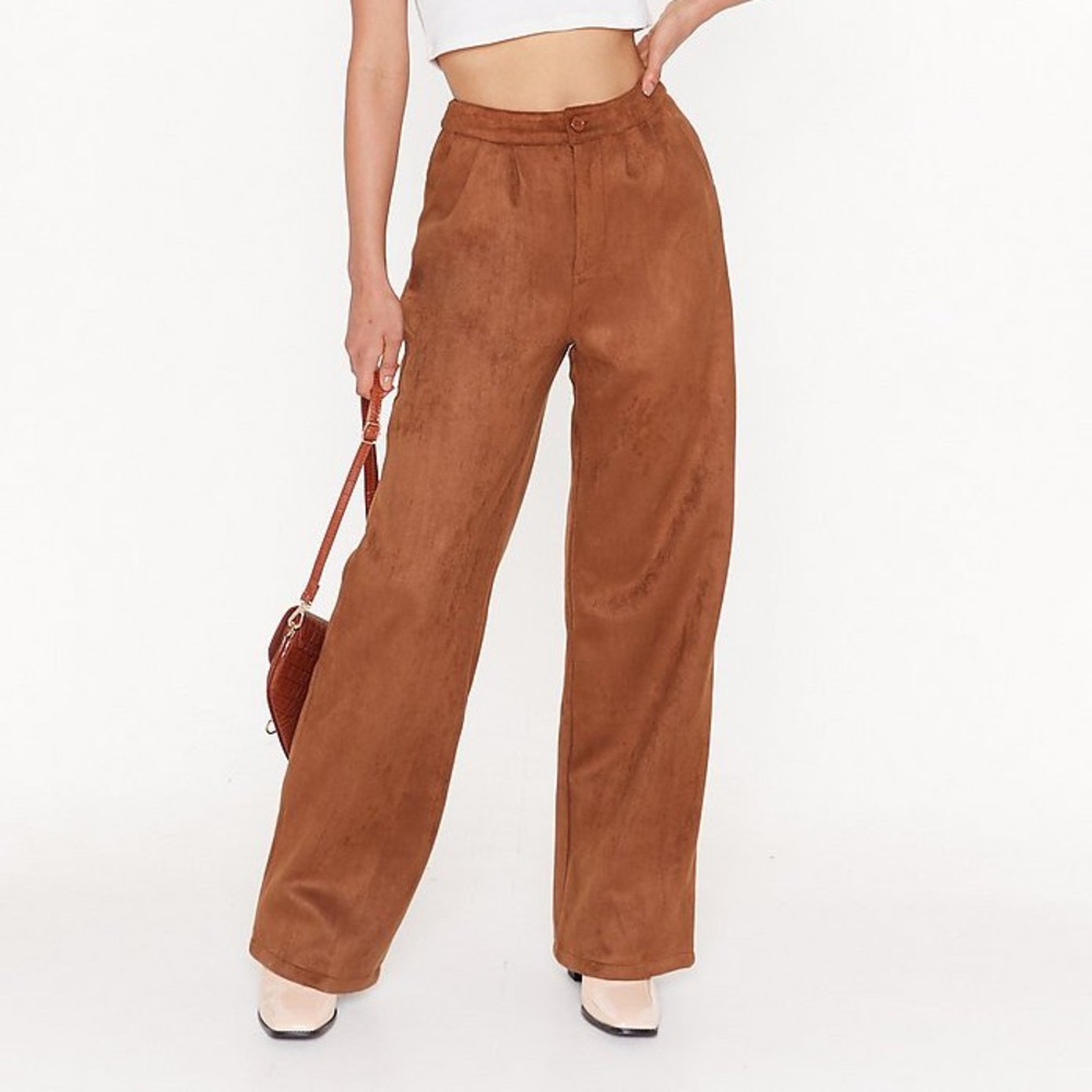 Faux Suede the Game Wide-Leg Pants